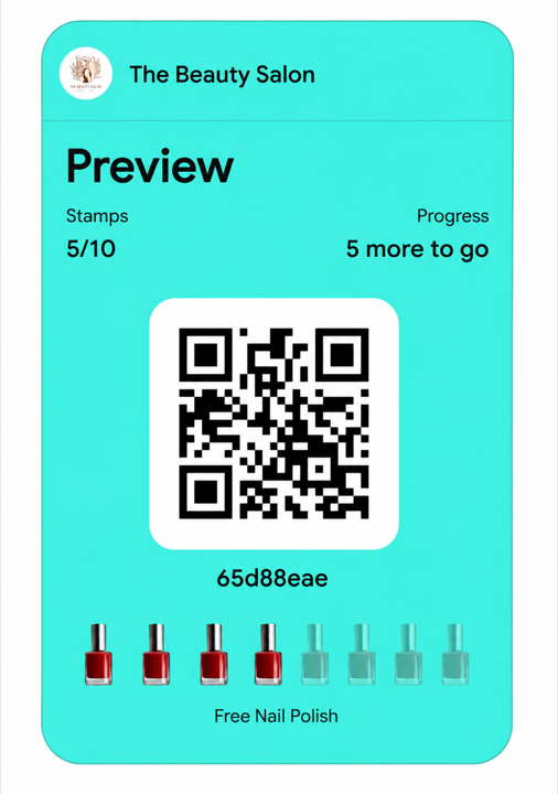 A salon stamp card in Google Wallet on Android