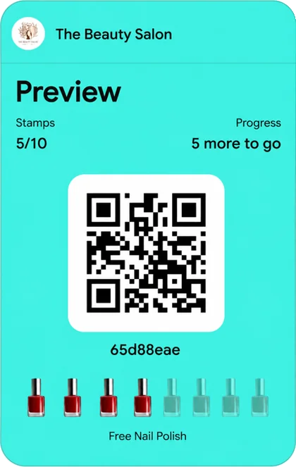 A salon stamp card in Google Wallet on Android